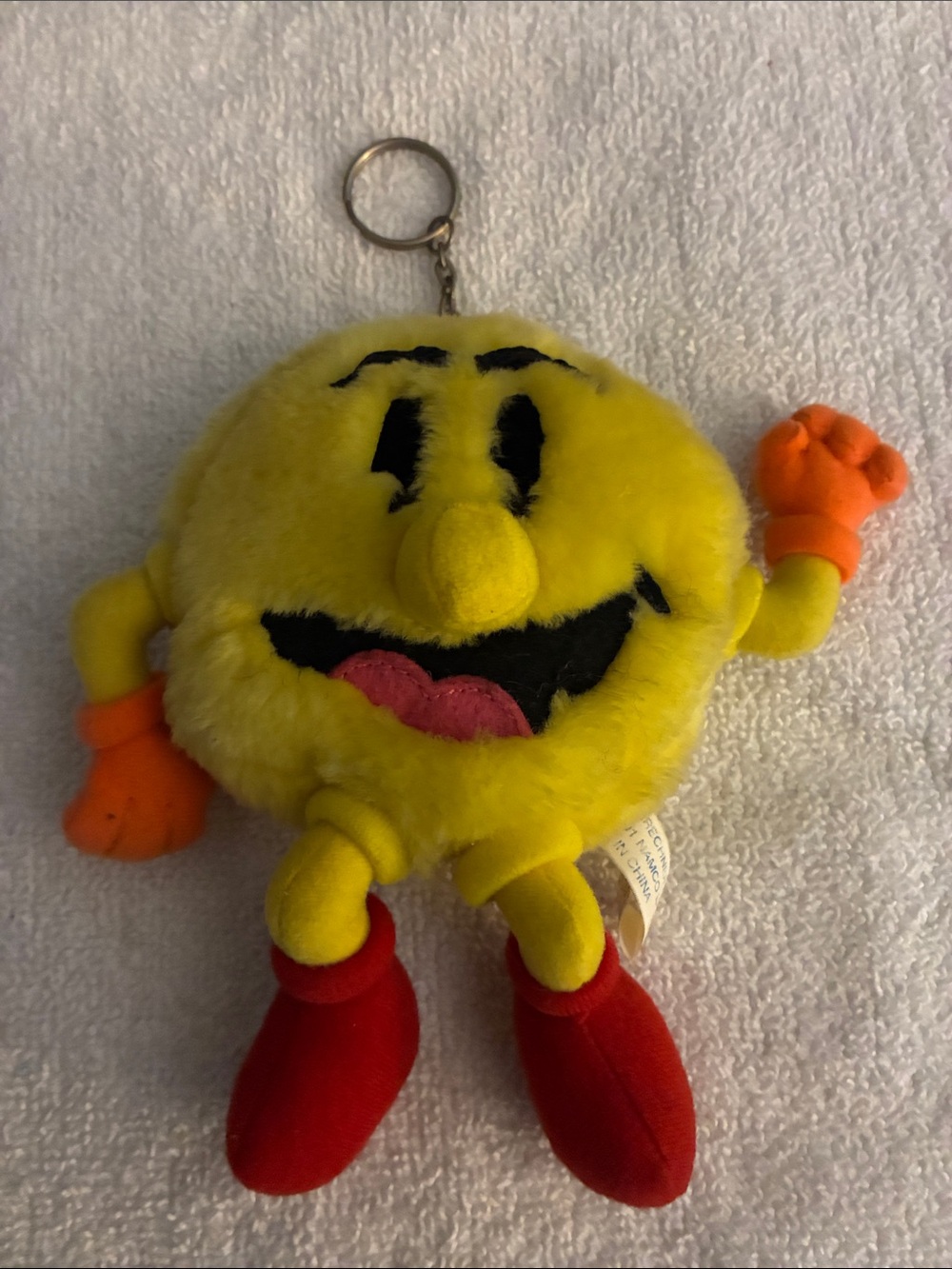 1991-Rare Pac-Man Namco Ltd Licensed Yellow Plush material Key Chain Collectible